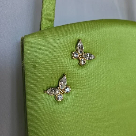 PRESTON & YORK Lime Green Butterfly Jeweled Purse, Prom / Evening / Cocktail - Picture 2 of 11